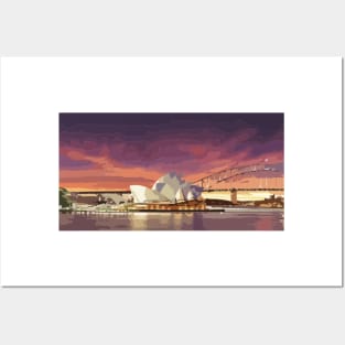 Sydney Opera House Sunset Painting Posters and Art